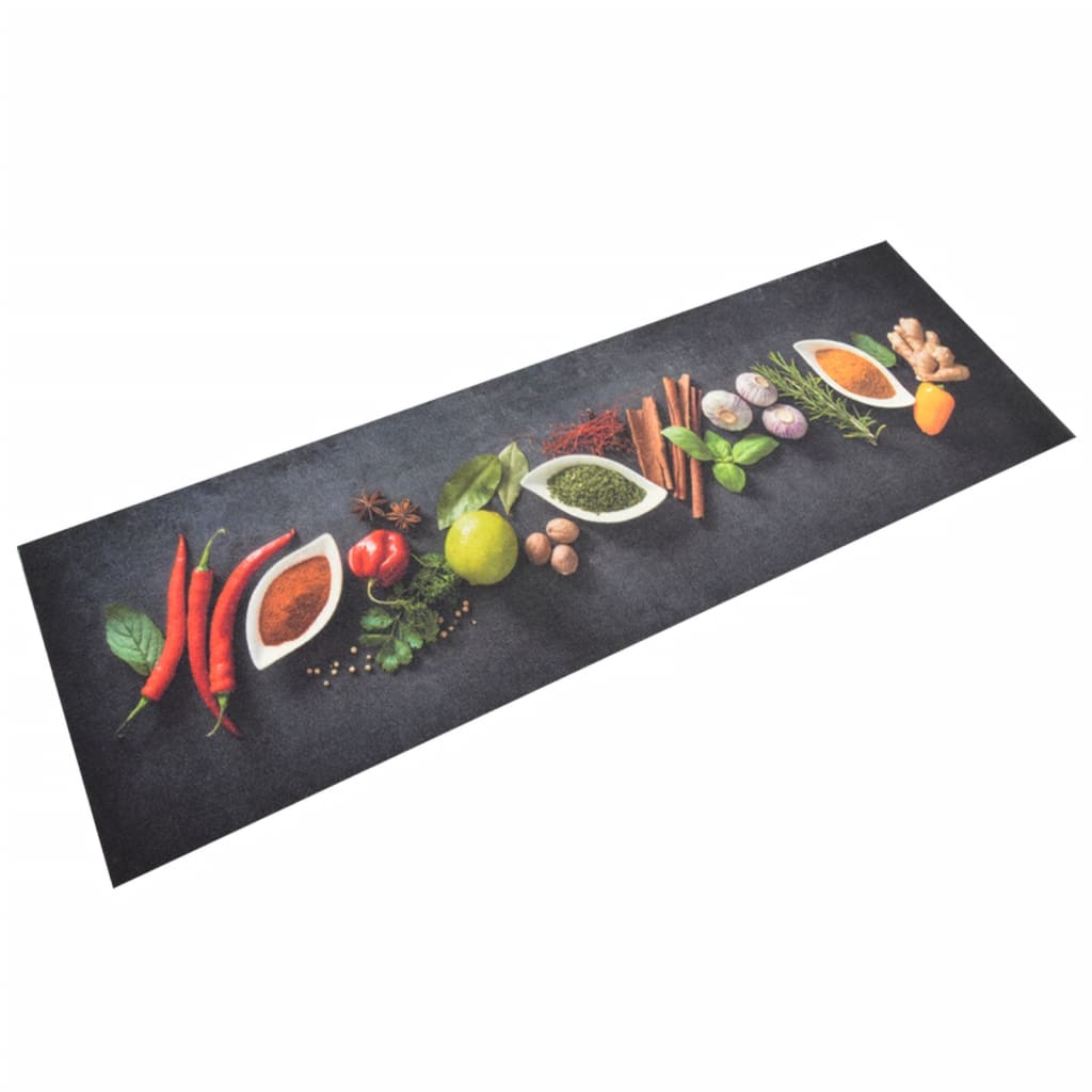 Washable kitchen mat with spice print 60x180 cm velvet