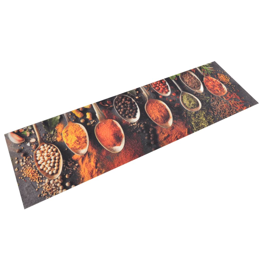 Tapis de cuisine lavable impression cuillère épices 45x150 cm