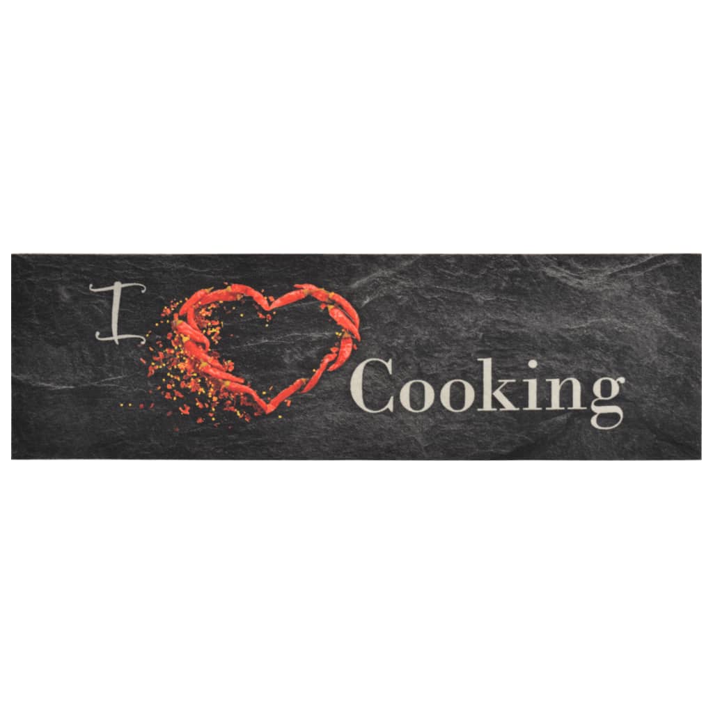 Tapis de cuisine lavable impression cuisine noir 45x150 cm