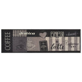 Tapis de cuisine lavable impression café noir 45x150 cm velours