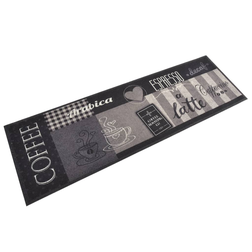 Tapis de cuisine lavable impression café noir 60x180 cm velours