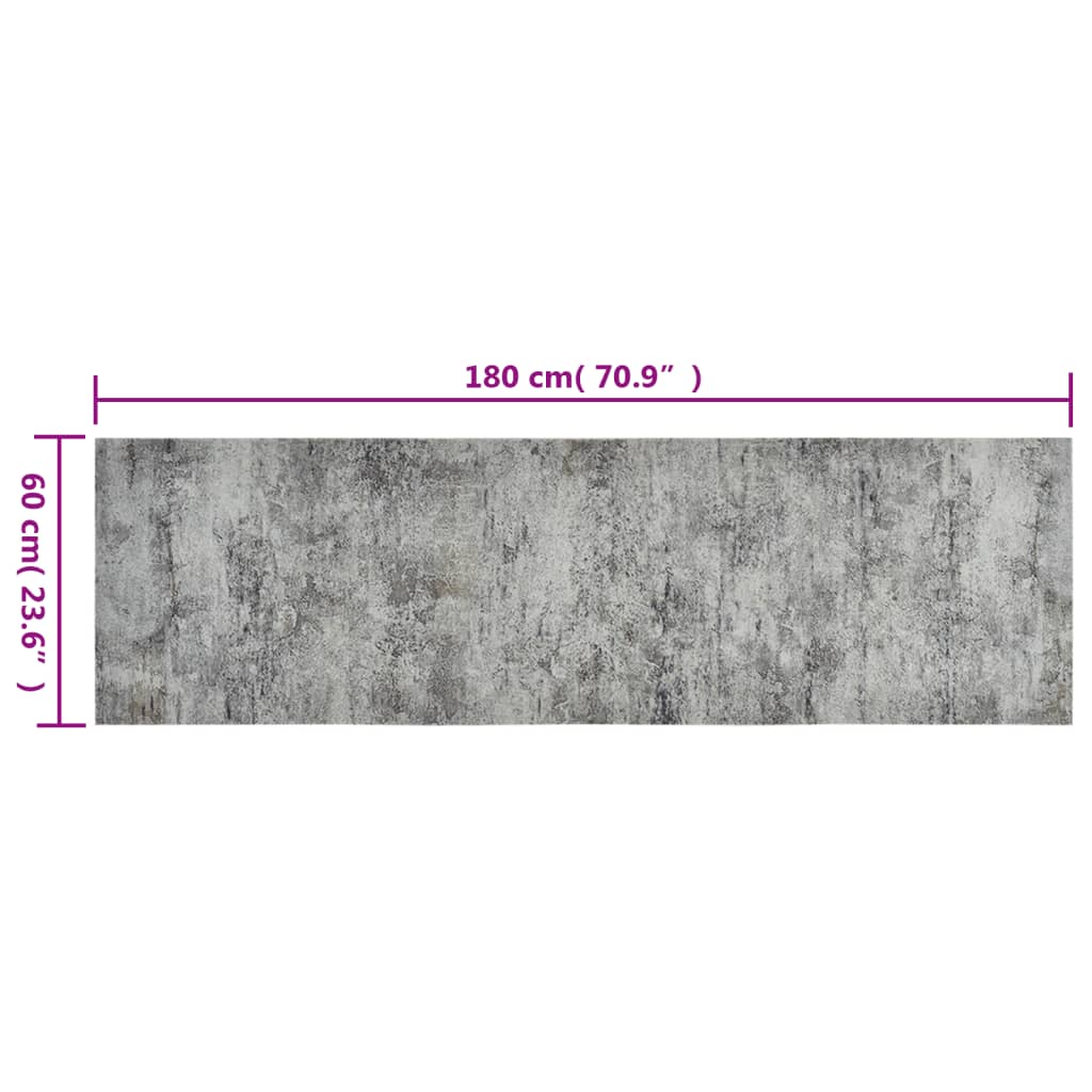 Tapis de cuisine lavable impression béton 60x180 cm velours