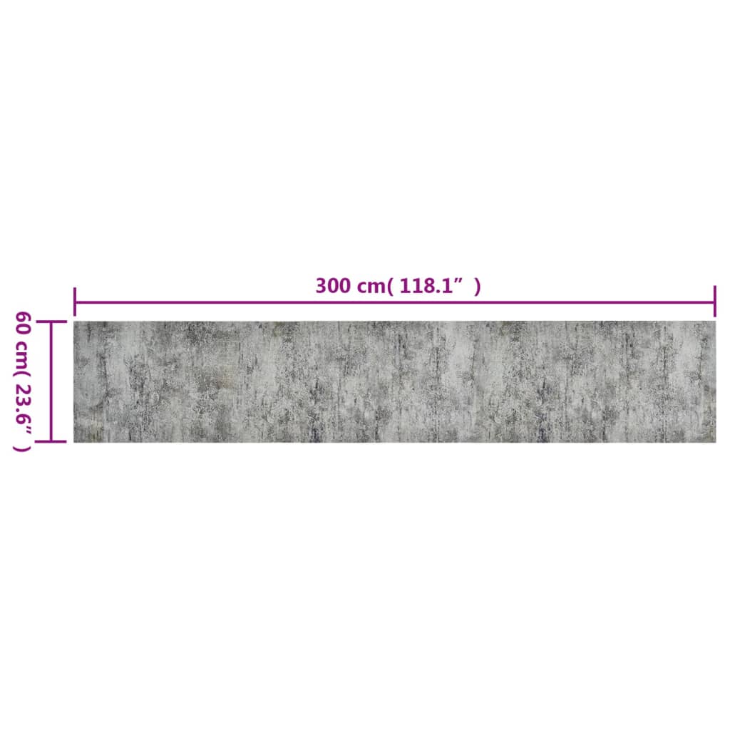 Tapis de cuisine lavable impression béton 60x300 cm velours