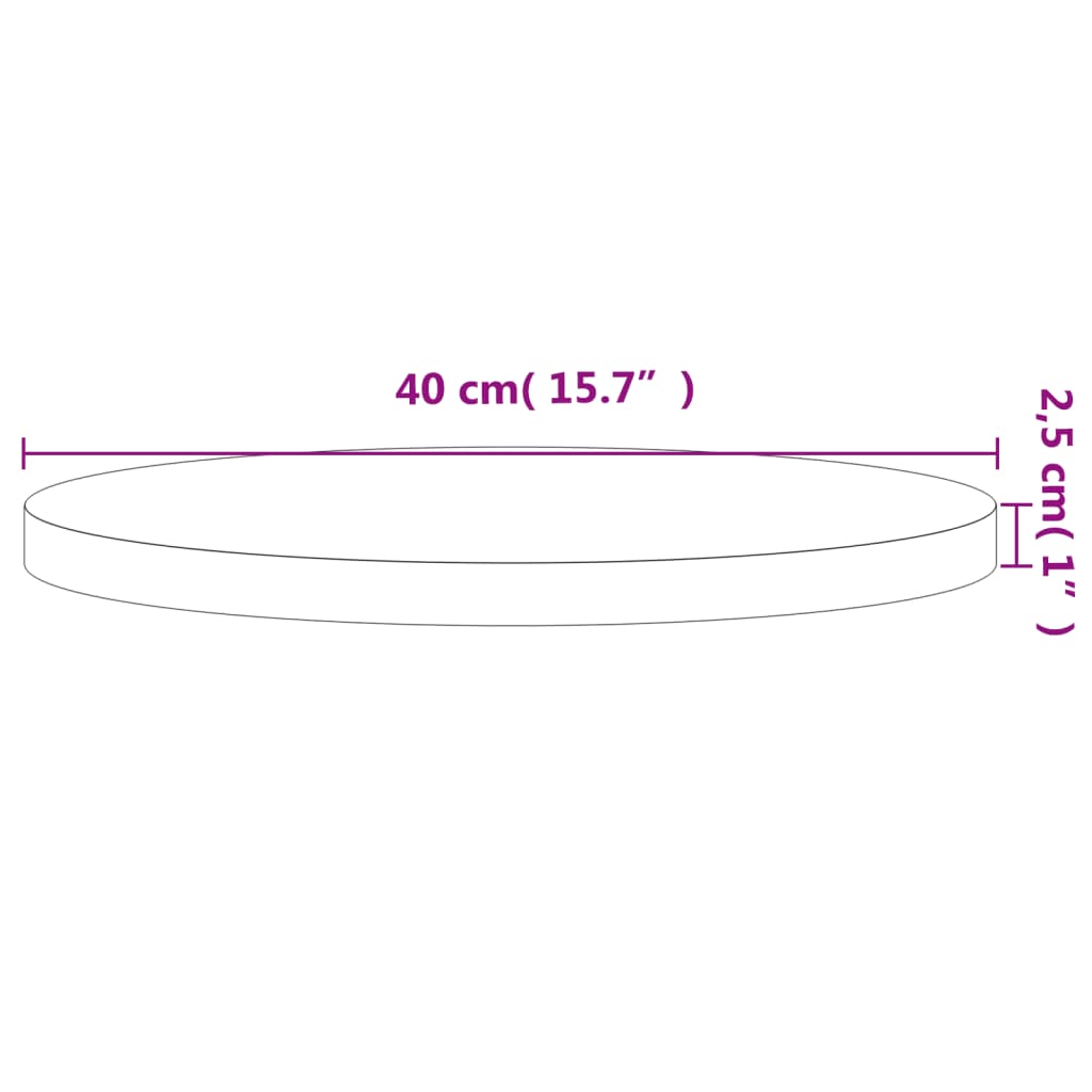 Dessus de table Ø40x2,5 cm rond bois massif de hêtre