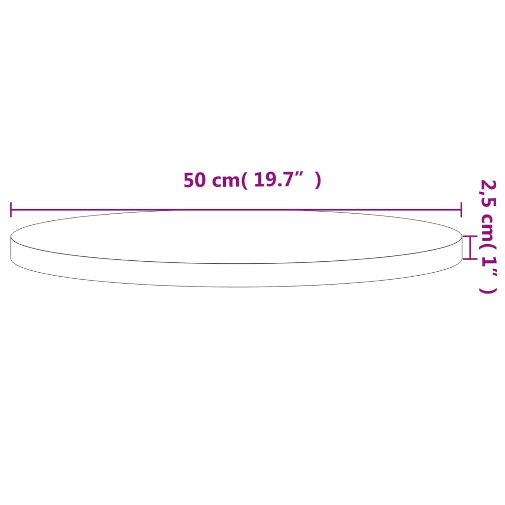 Table top Ø50x2.5 cm round solid beech wood