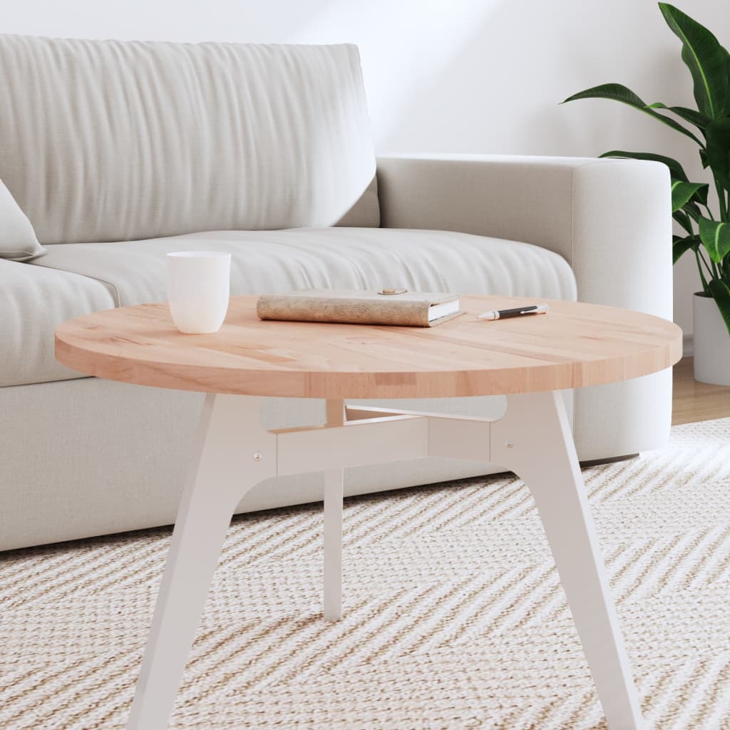 Table top Ø70x2.5 cm round solid beech wood