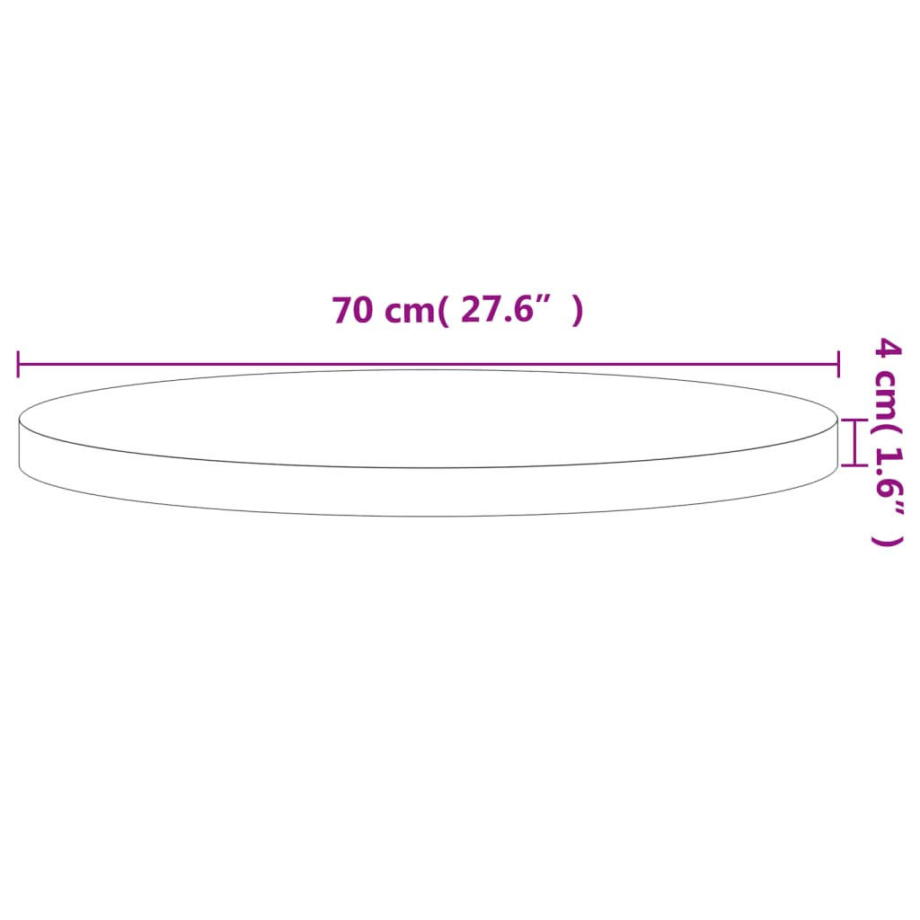 Dessus de table Ø70x4 cm rond bois massif de hêtre