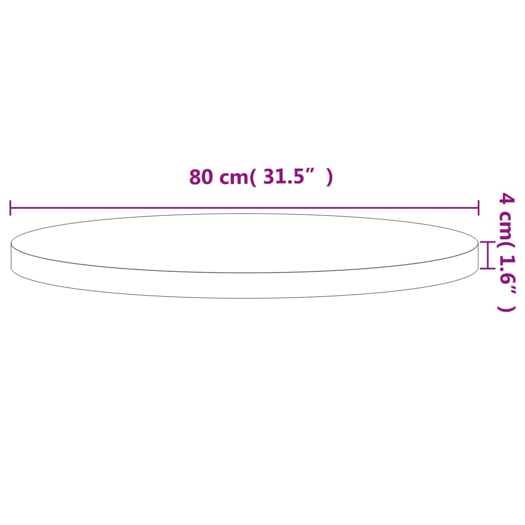 Table top Ø80x4 cm round solid beech wood