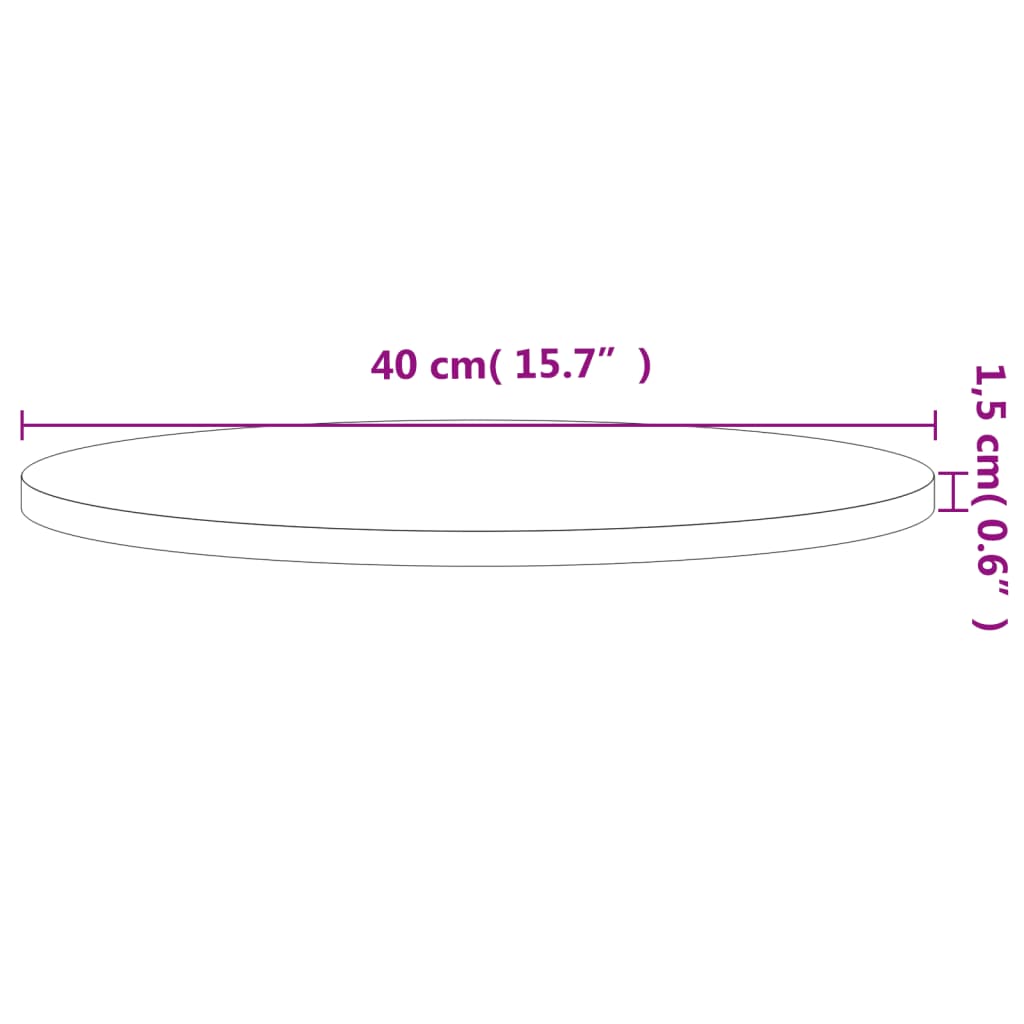 Table top Ø40x1.5 cm round solid beech wood