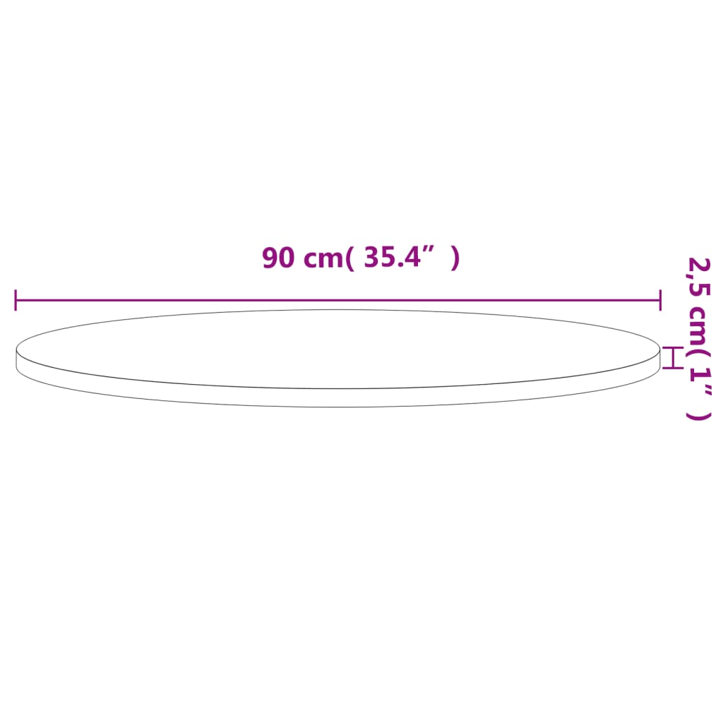 Table top Ø90x2.5 cm round solid beech wood