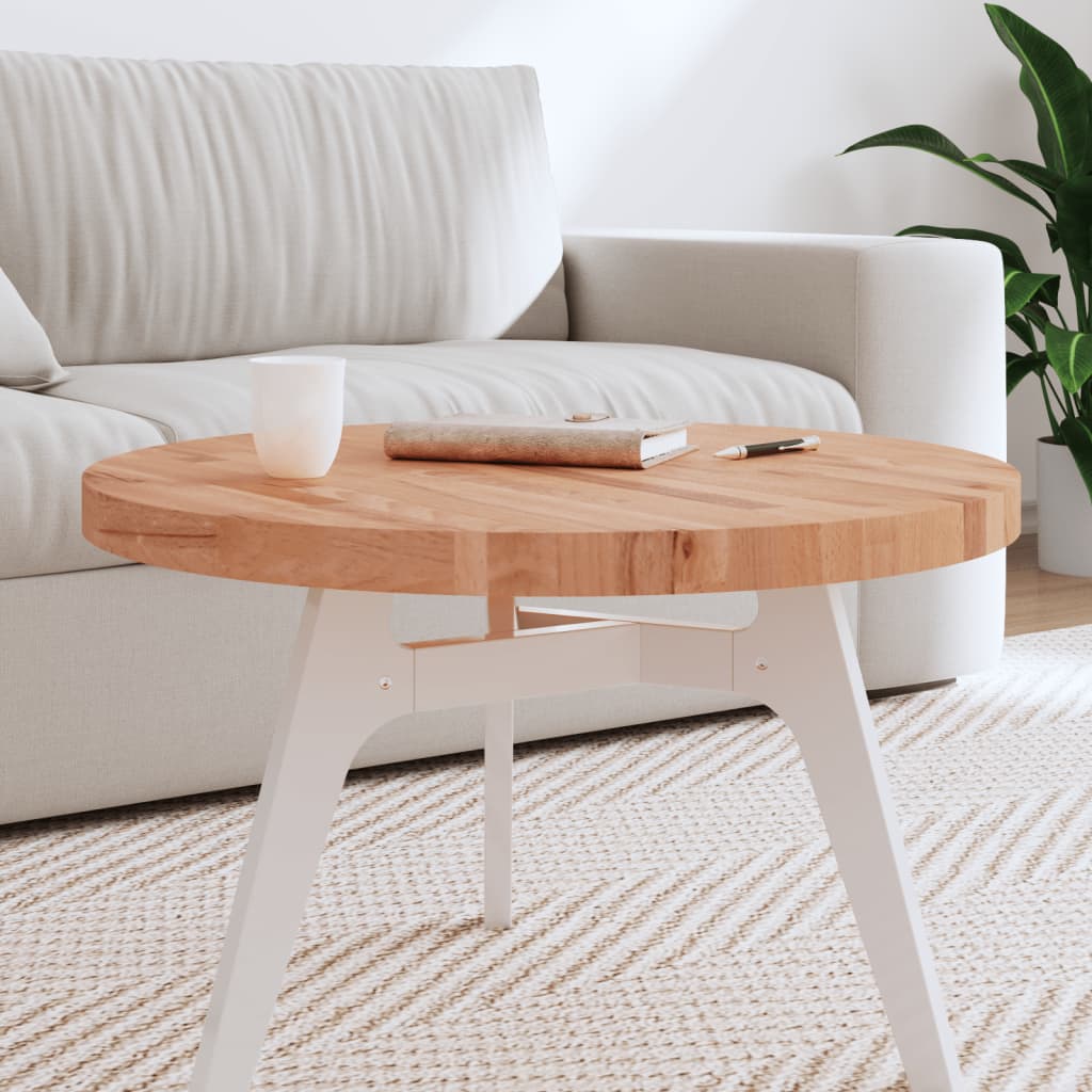 Table top Ø70x4 cm round solid beech wood