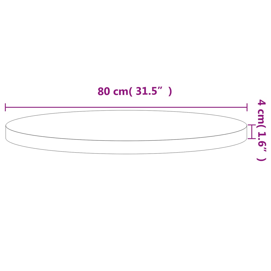 Dessus de table Ø80x4 cm rond bois massif de hêtre