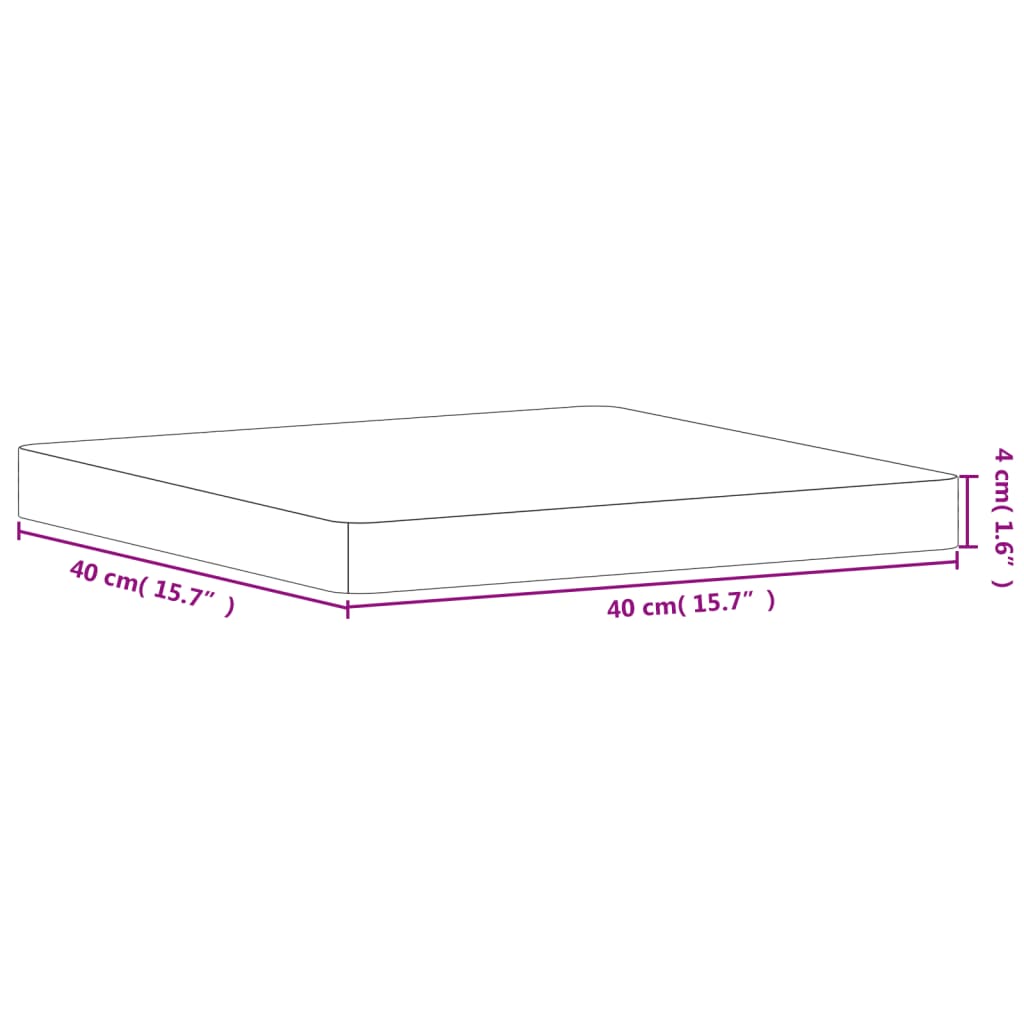 Table top 40x40x4 cm square solid beech wood