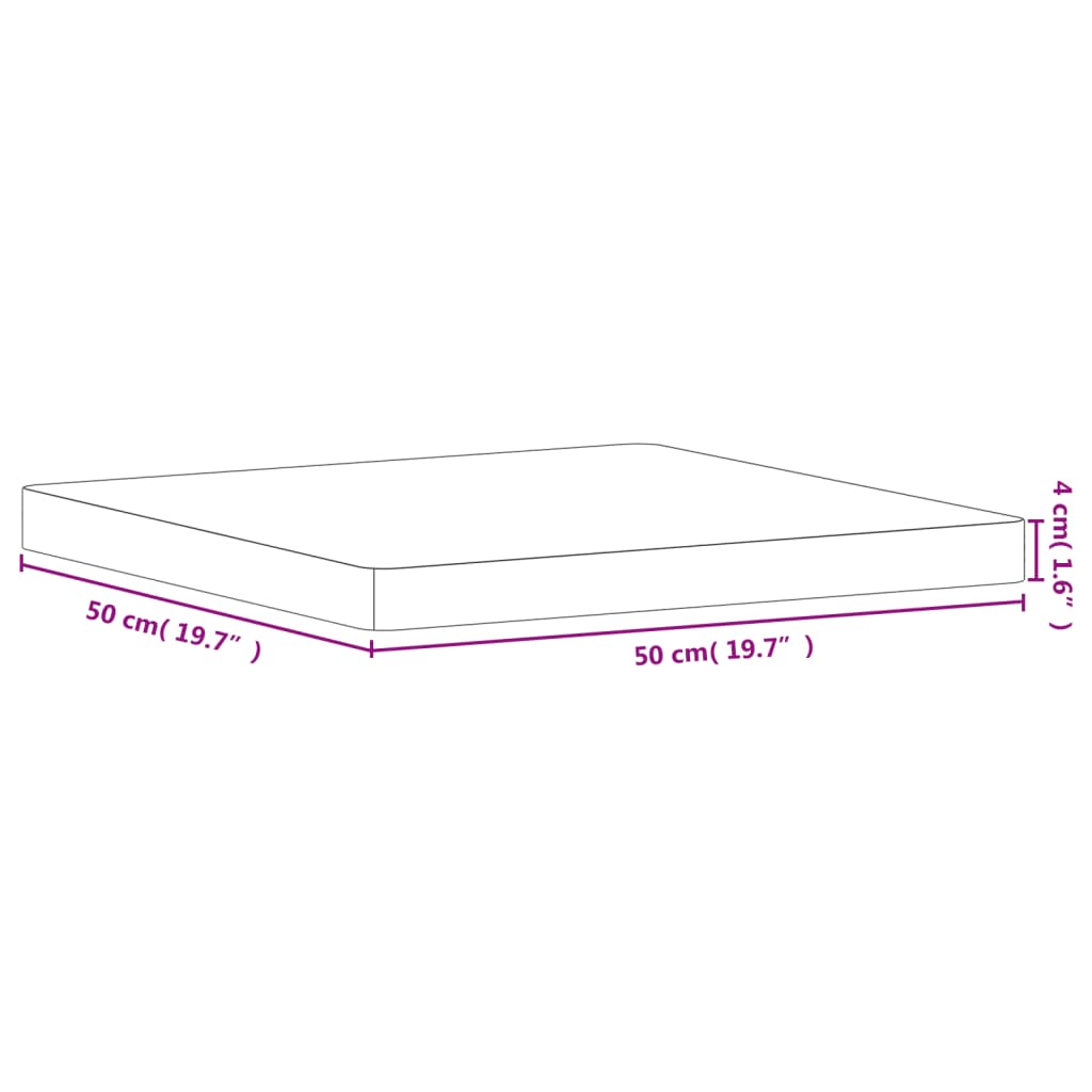 Table top 50x50x4 cm square solid beech wood