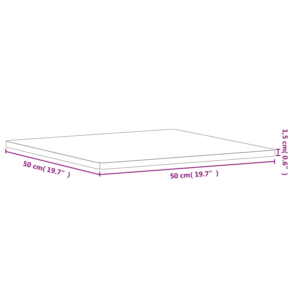 Table top 50x50x1.5 cm square solid beech wood