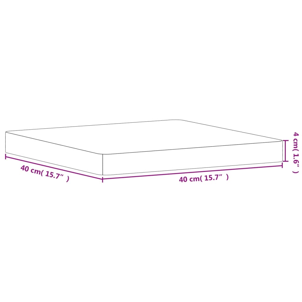 Table top 40x40x4 cm square solid beech wood