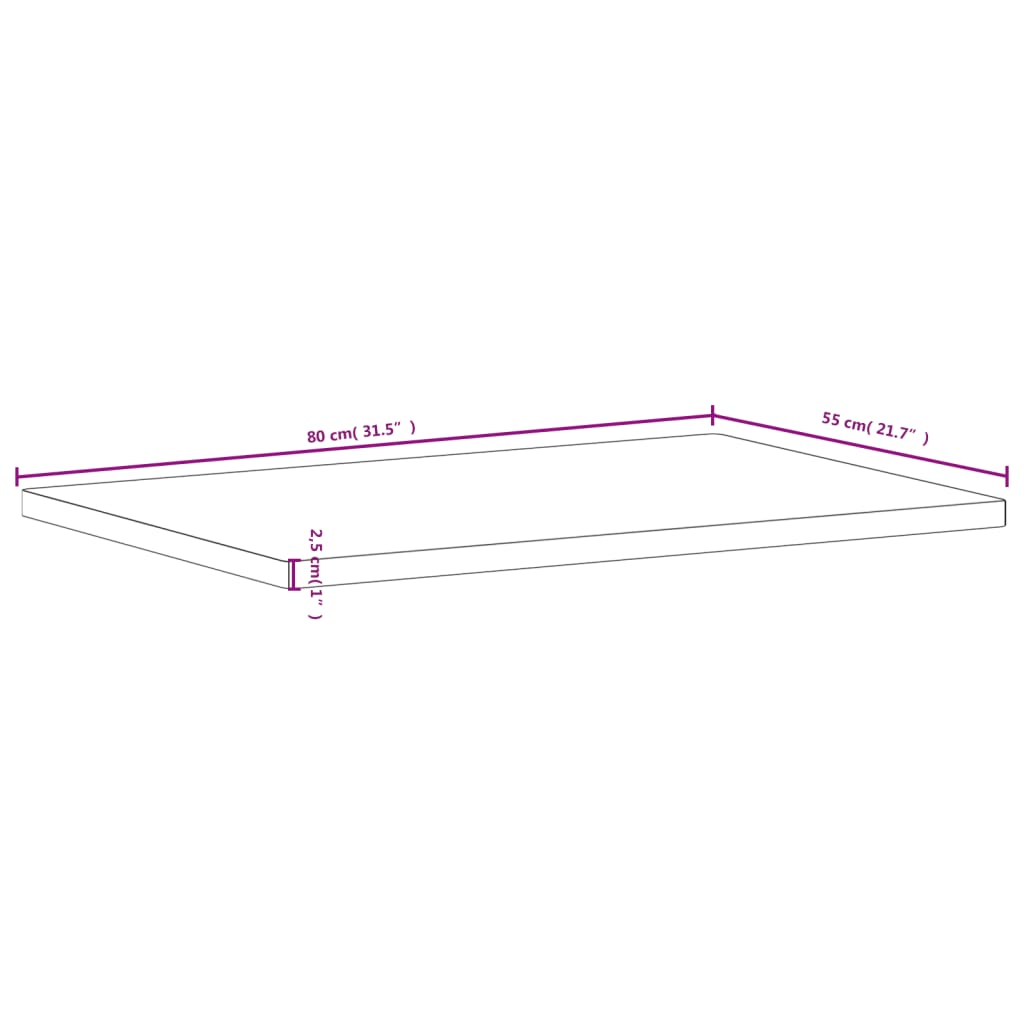 Desk top 80x55x2.5 cm solid beech wood