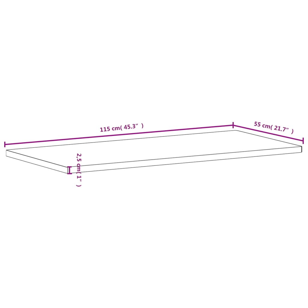 Dessus de bureau 115x55x2,5 cm bois massif de hêtre