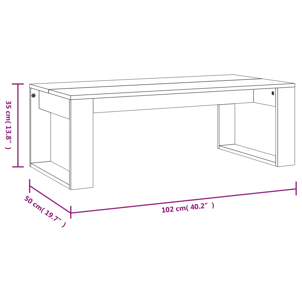 Table basse blanc 102x50x35 cm bois d'ingénierie