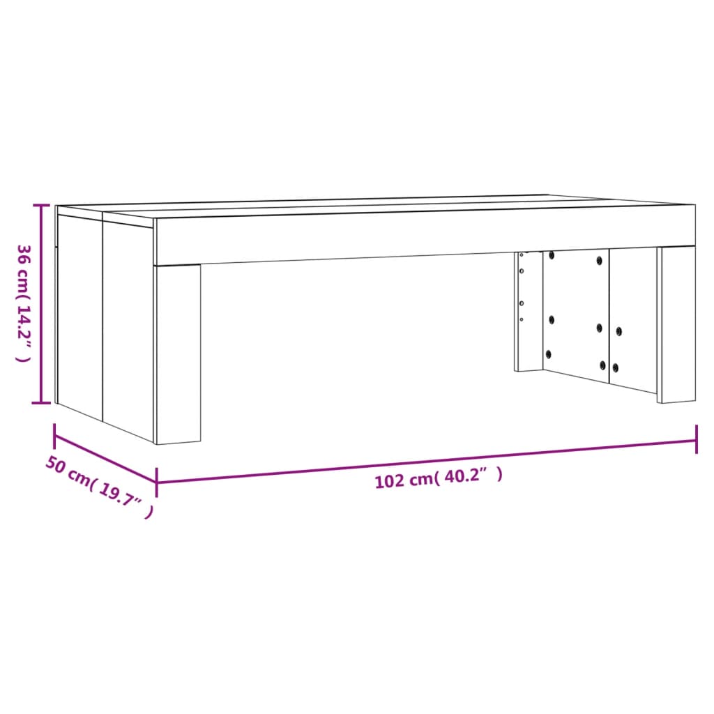 Table basse blanc 102x50x36 cm bois d'ingénierie