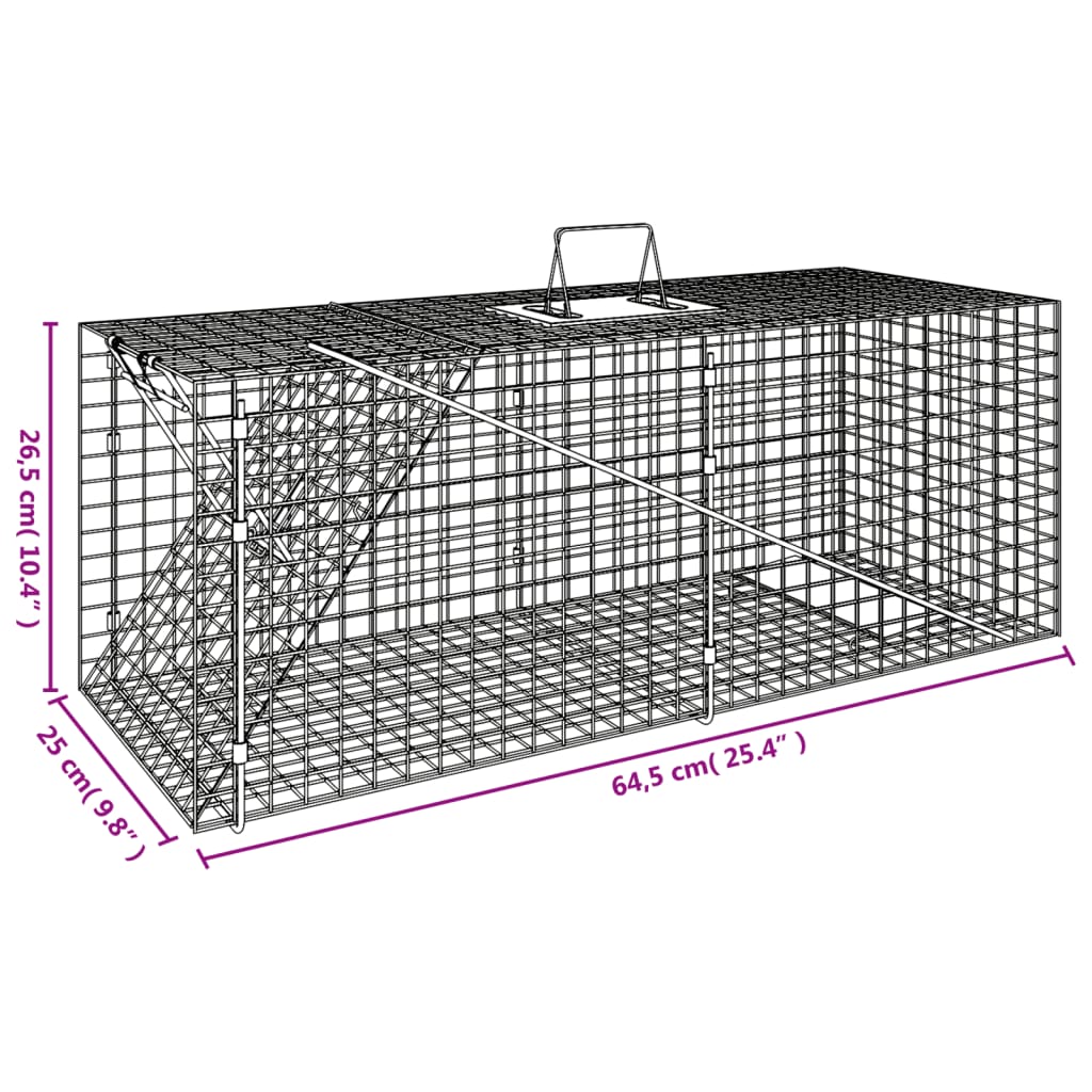 Animal trap 64.5x25x26.5 cm galvanized iron