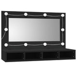 Mirror cabinet with LED black 90x31.5x62 cm