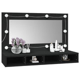 Mirror cabinet with LED black 90x31.5x62 cm