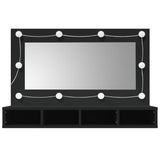 Mirror cabinet with LED black 90x31.5x62 cm