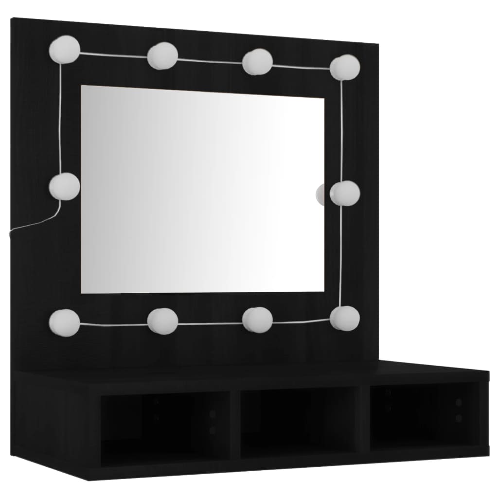 Armoire à miroir avec LED noir 60x31,5x62 cm