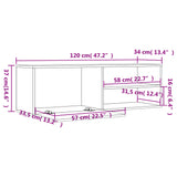 Meuble TV chêne fumé 120x34x37 cm bois d'ingénierie