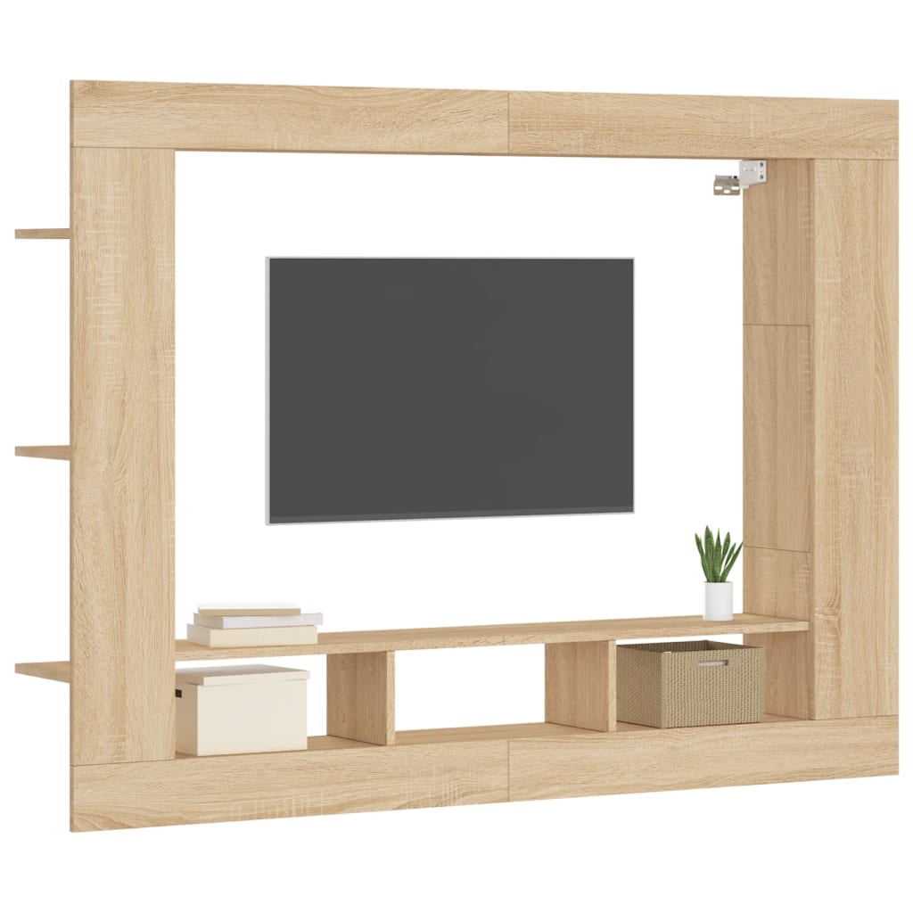 Meuble TV chêne sonoma 152x22x113 cm bois d'ingénierie