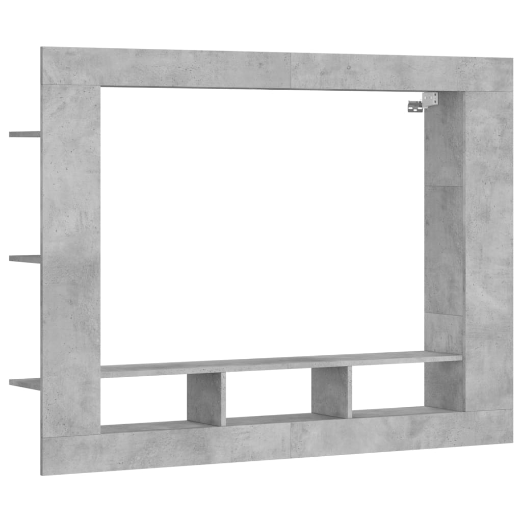 Meuble TV gris béton 152x22x113 cm bois d'ingénierie