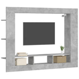 Meuble TV gris béton 152x22x113 cm bois d'ingénierie