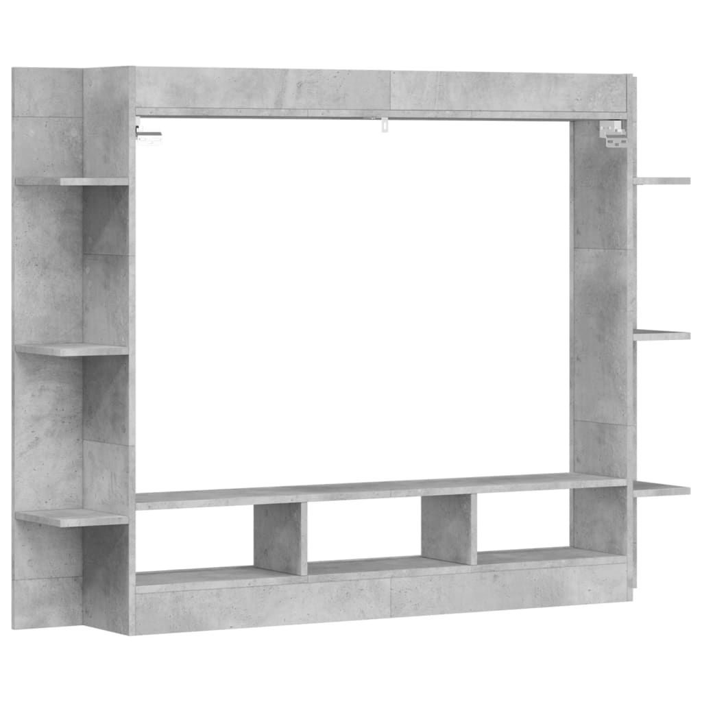 Meuble TV gris béton 152x22x113 cm bois d'ingénierie