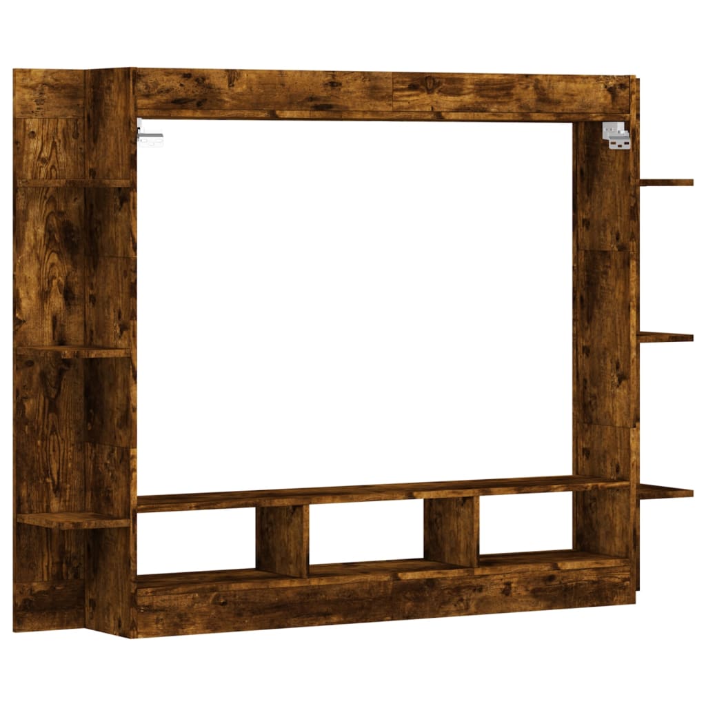 Meuble TV chêne fumé 152x22x113 cm bois d'ingénierie