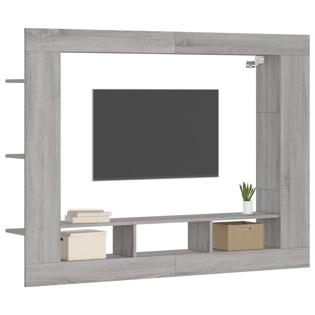 Meuble TV sonoma gris 152x22x113 cm bois d'ingénierie