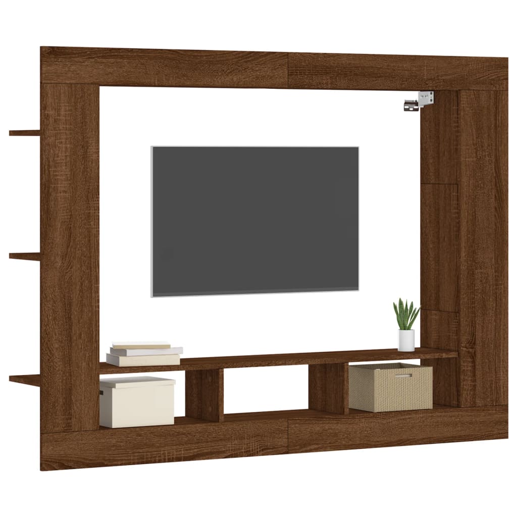 Meuble TV chêne marron 152x22x113 cm bois d'ingénierie