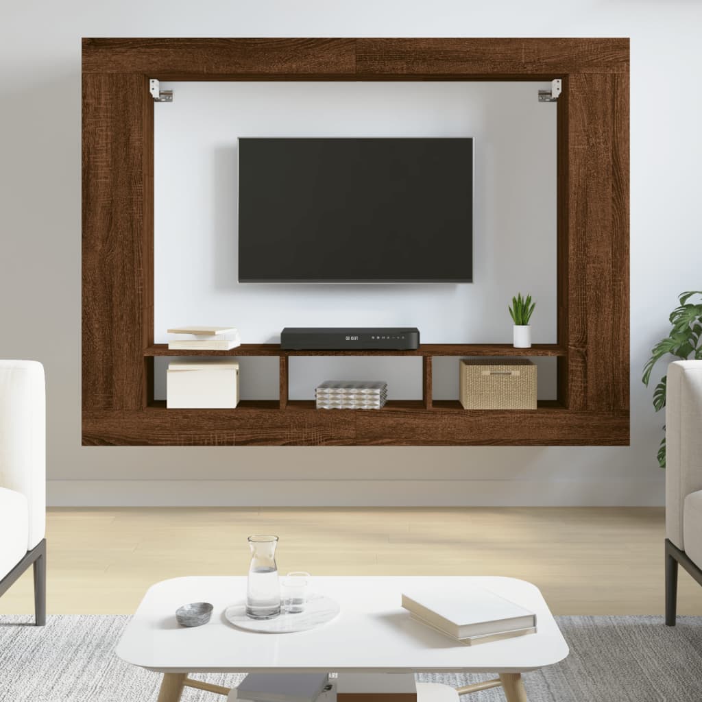 Meuble TV chêne marron 152x22x113 cm bois d'ingénierie