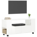 Meuble TV blanc brillant 102x34,5x43 cm bois d'ingénierie