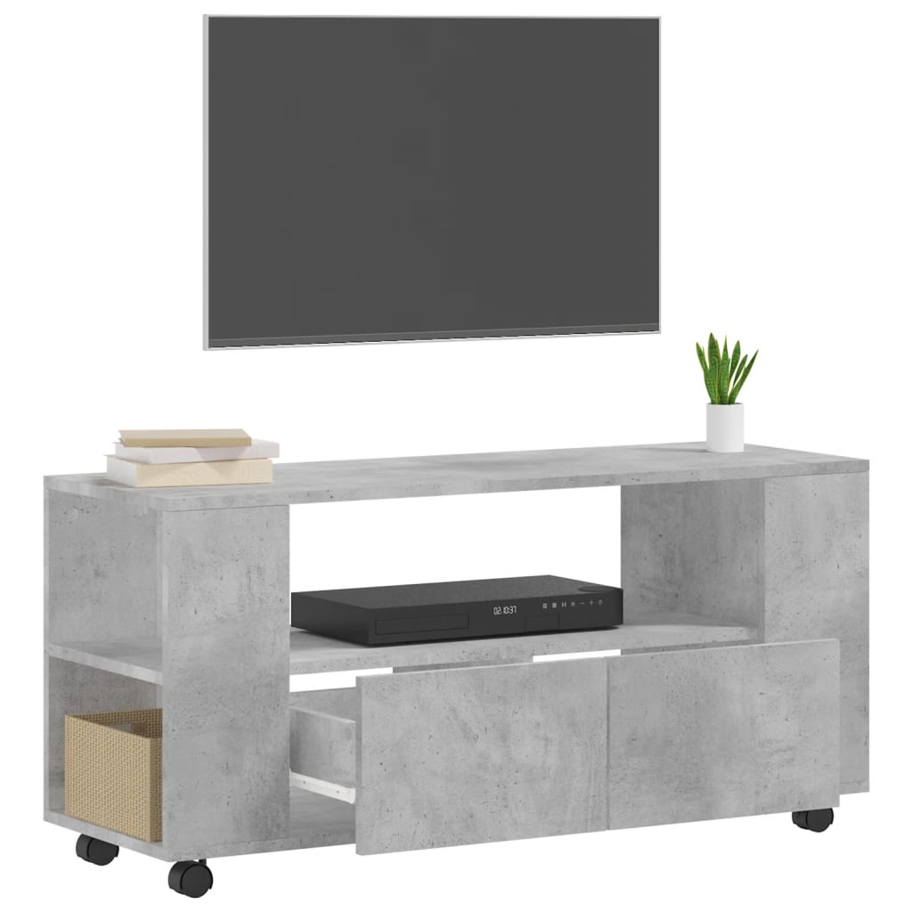 Meuble TV gris béton 102x34,5x43 cm bois d'ingénierie