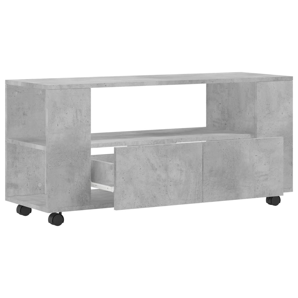 Meuble TV gris béton 102x34,5x43 cm bois d'ingénierie