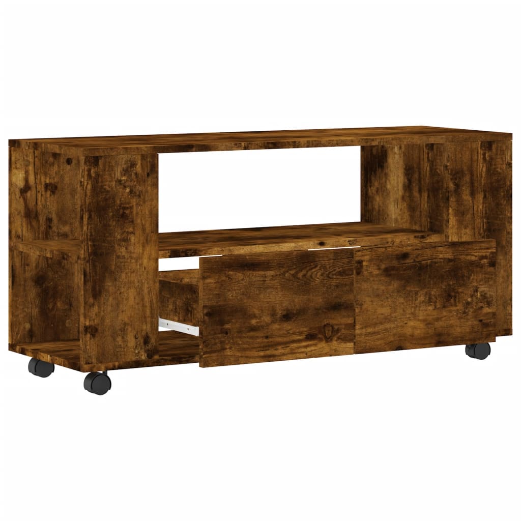 Meuble TV chêne fumé 102x34,5x43 cm bois d'ingénierie