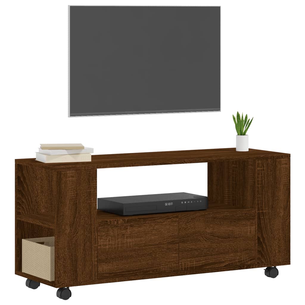 Meuble TV chêne marron 102x34,5x43 cm bois d'ingénierie