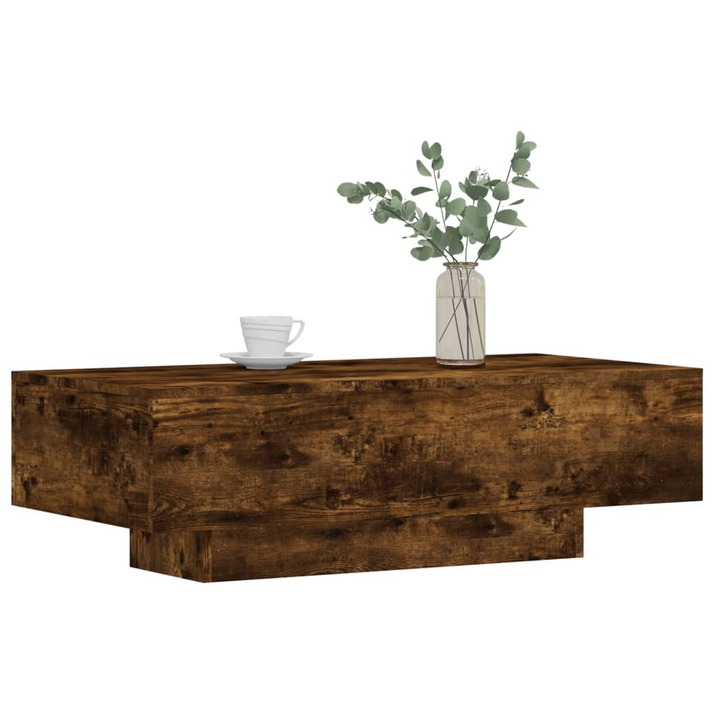 Table basse chêne fumé 100x49,5x31 cm bois d'ingénierie