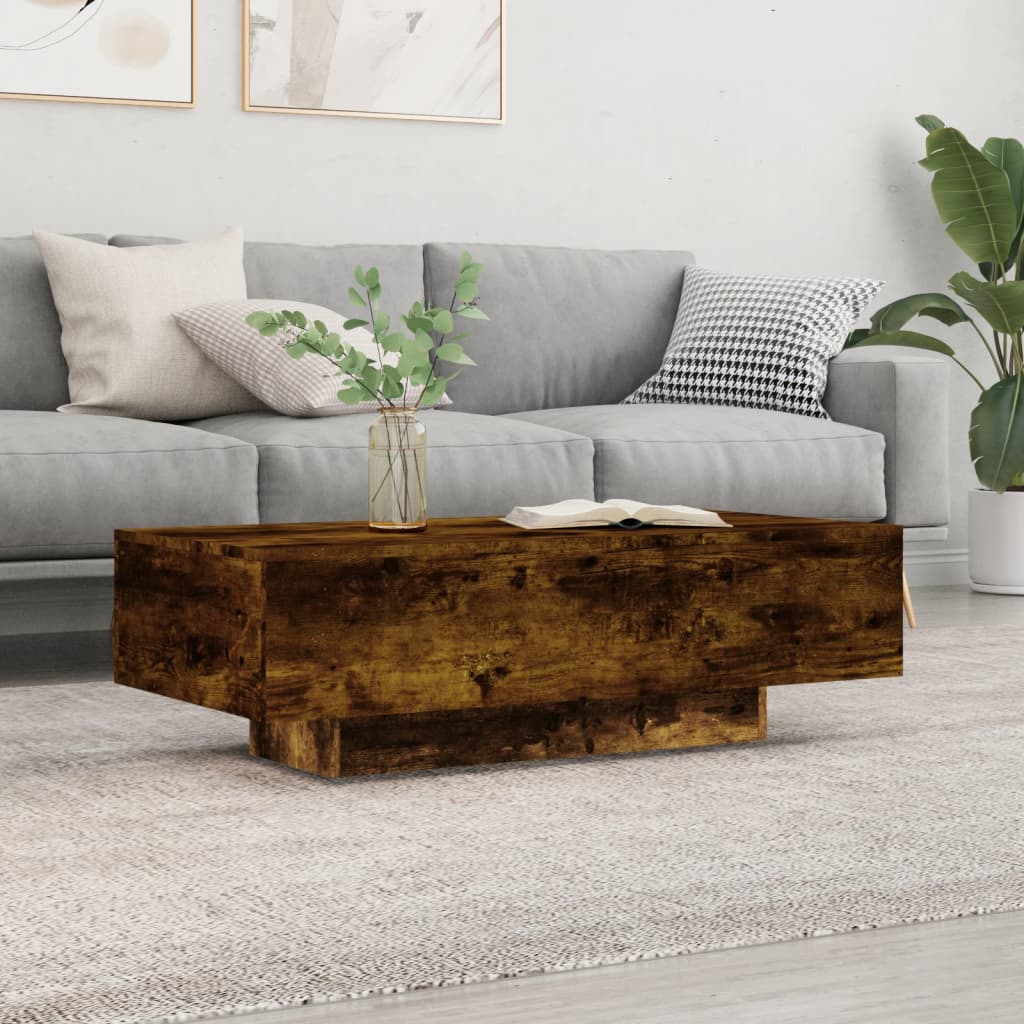 Table basse chêne fumé 100x49,5x31 cm bois d'ingénierie