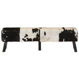 Banc noir et blanc 160x28x50 cm cuir de chèvre véritable