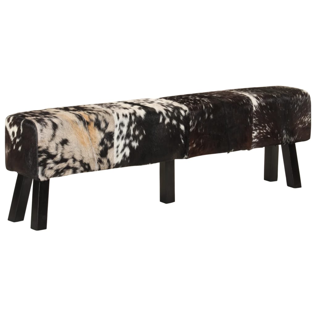 Banc noir et blanc 160x28x50 cm cuir de chèvre véritable