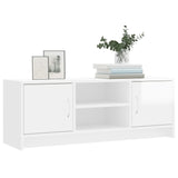 Meuble TV blanc brillant 102x30x37,5 cm bois d'ingénierie