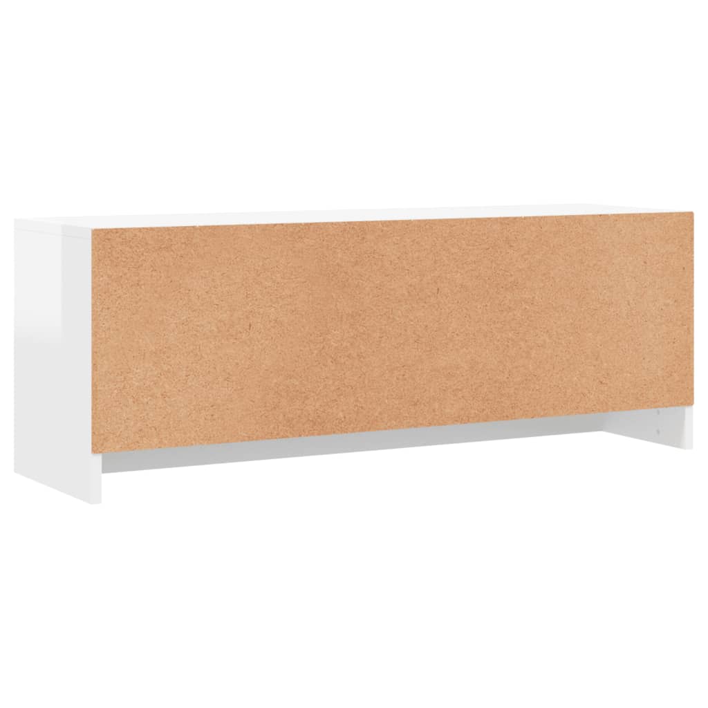 Meuble TV blanc brillant 102x30x37,5 cm bois d'ingénierie