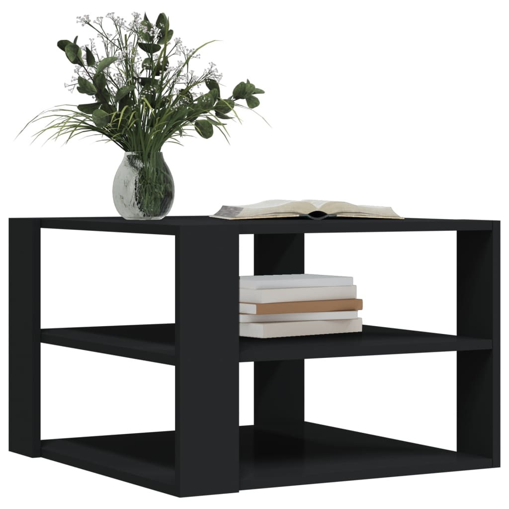 Table basse noir 59,5x59,5x40 cm bois d'ingénierie